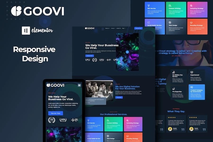 Goovi - Template Kits Elementor para Agencia creativas y marketing digital