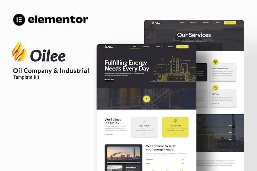 Oilee - Template Kit Elementor para empresas petroleras e industriales