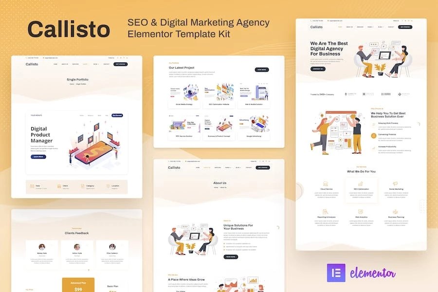 Callisto - Template Kit Elementor para Agencia de SEO y marketing digital