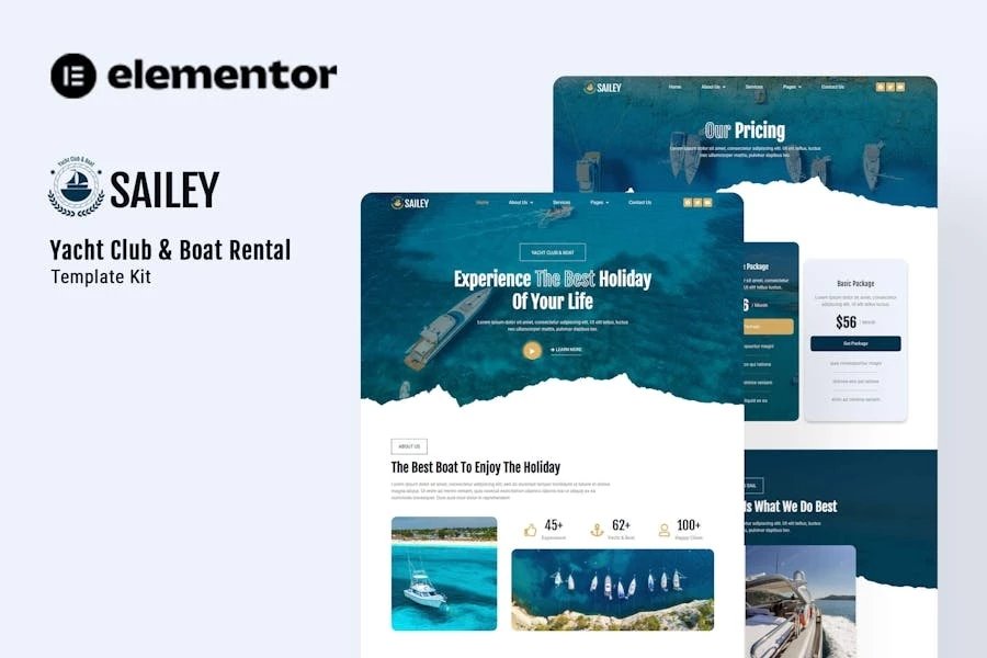 Sailey - Template Kit Elementor para clubes de yates y alquiler de barcos