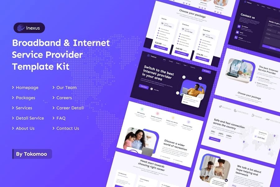 Inexus Kit de plantillas Elementor para proveedores de servicios de Internet y banda ancha
