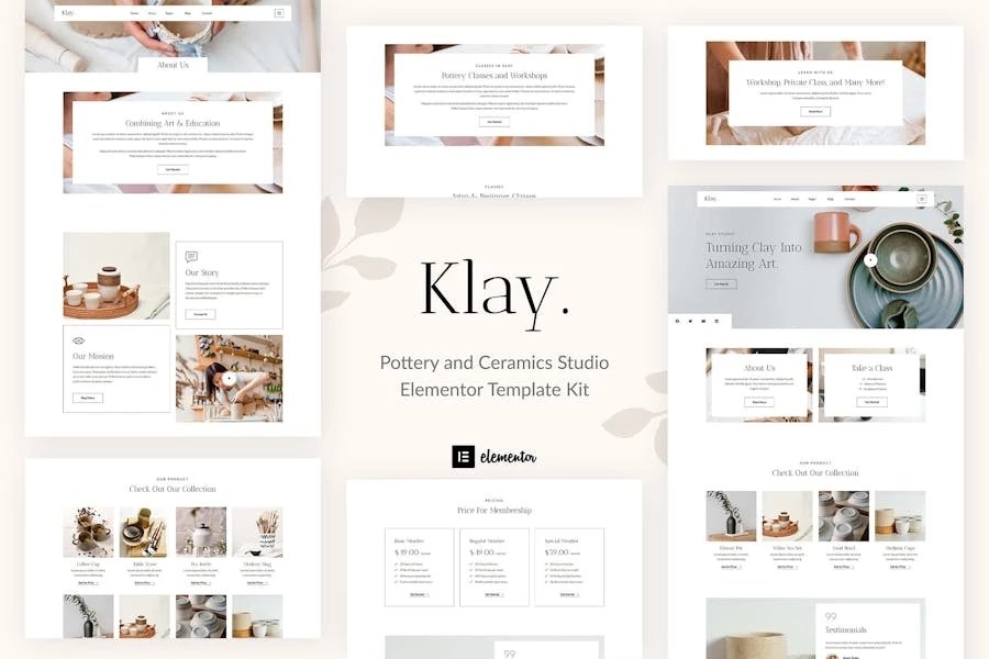 Klay - Template Kit Elementor para estudio de cerámica y cerámica