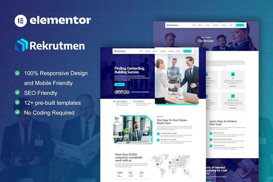 Rekrutmen - Template Kit Elementor para Agencia de recursos humanos y contratación