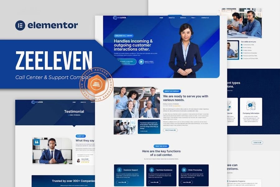 Zeeleven - Kit de plantillas Elementor para centros de llamadas y empresas de soporte
