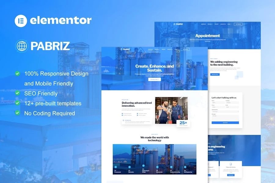Pabriz - Template Kit para elementos de ingeniería y servicios industriales