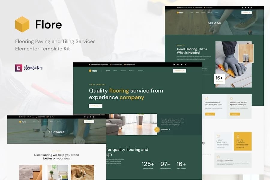 Flore - Template Kit de Elementor para servicios de pisos y baldosas