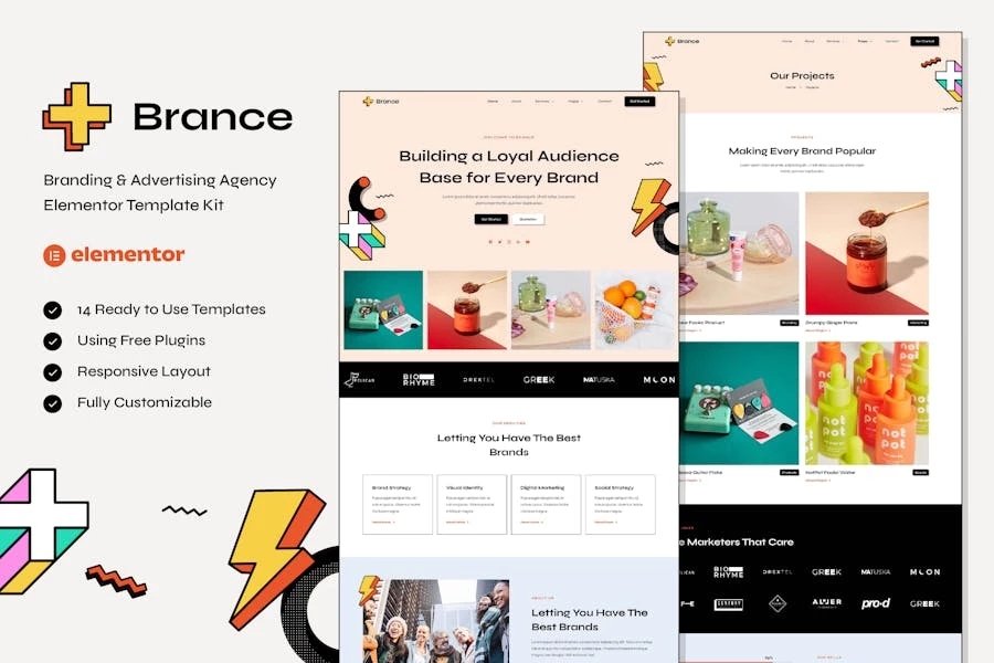 Brance - Template Kit Elementor para Agencia de marca y publicidad