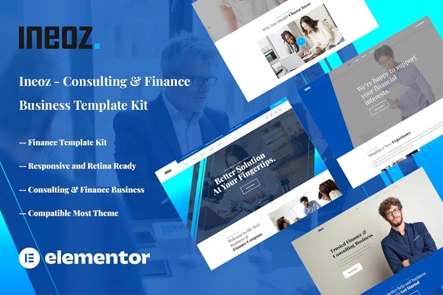 Ineoz - Template Kit Elementor para empresas de consultoría y finanzas