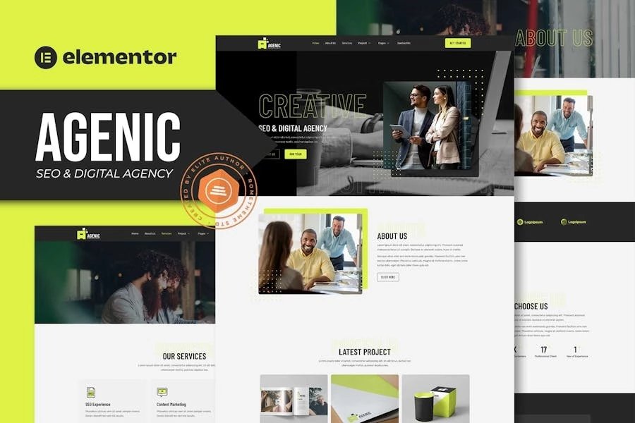 Agenic - Template Kit de Elementor de agencia digital y SEO creativo