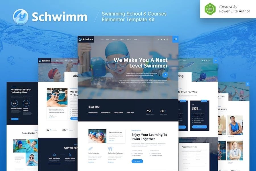 Schwimm - Template Kit Elementor para escuela y curso de natación