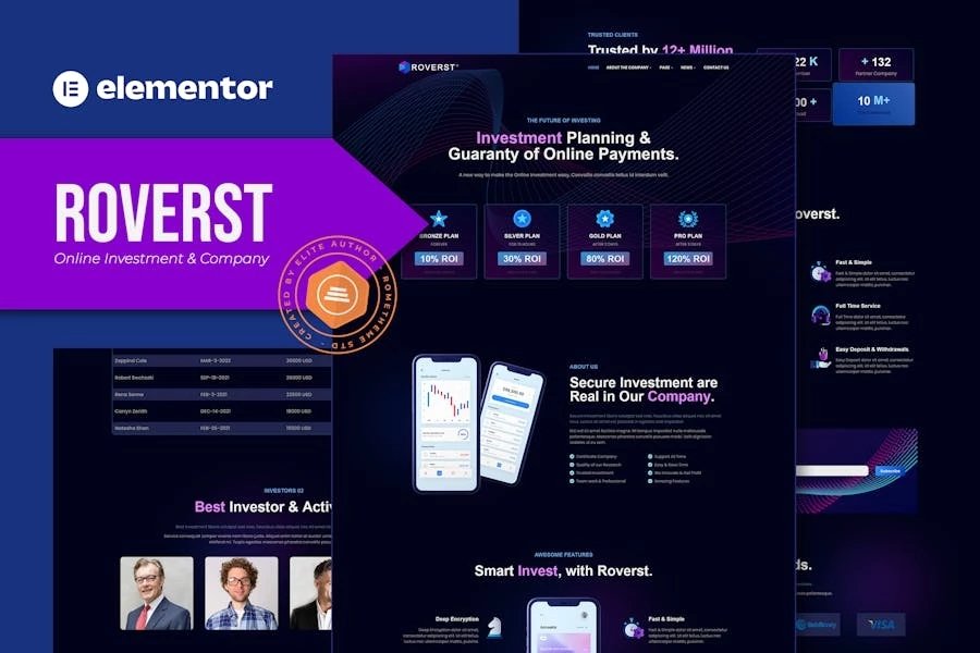 Roverst - Template Kit de Elementor de inversión en línea y empresa