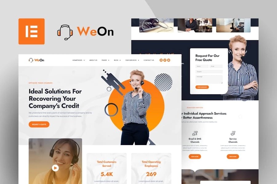WeOn - Template Kit de Elementor para centros de llamadas y telemarketing