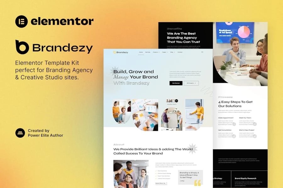 Brandezy - Template Kit Elementor de agencia de marca y estudio creativo