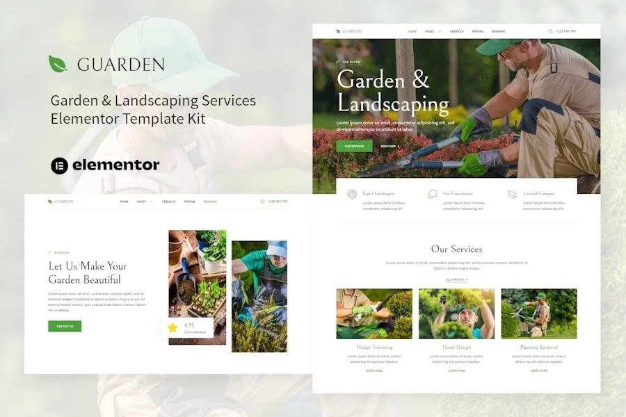 Guarden - Template Kit Elementor para servicios de jardinería y paisajismo