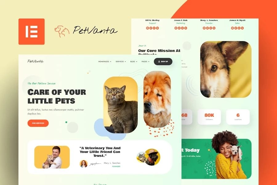Petvanta - Template Kit Elementor para servicios de cuidado de mascotas