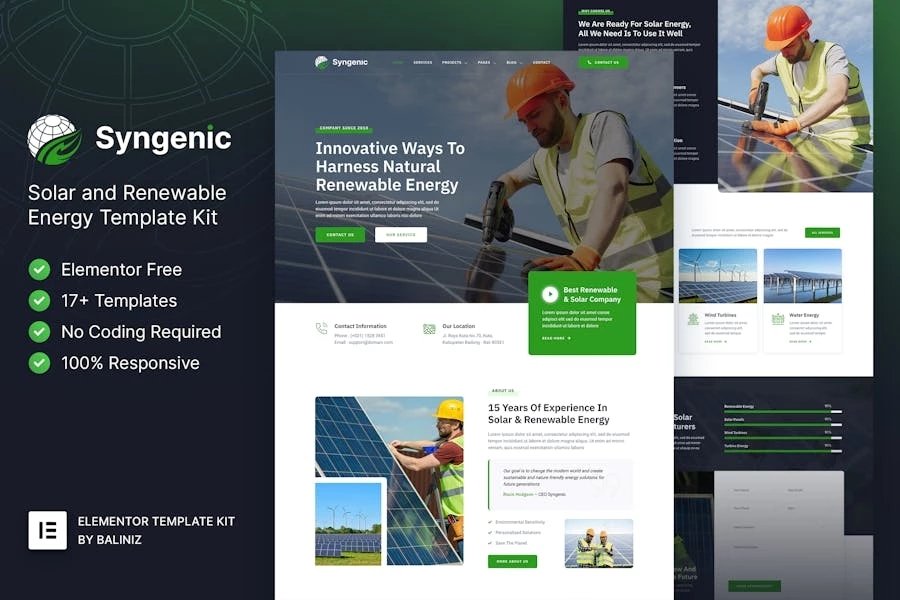 Syngenic - Template Kit para elementos de energía solar y renovable