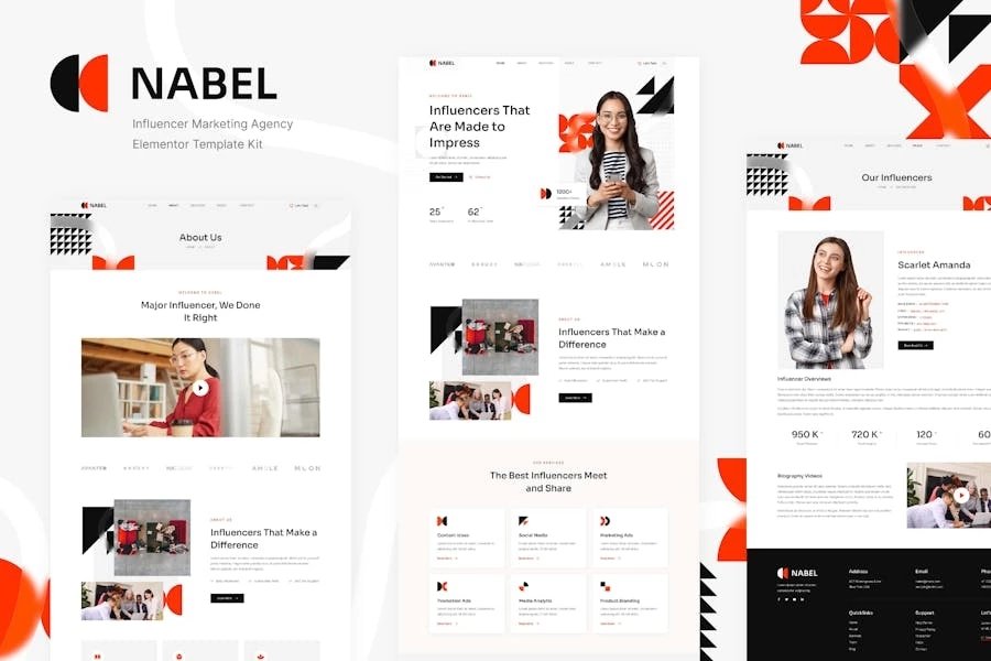 Nabel - Template Kit Elementor para Agencia de marketing de influenciadores