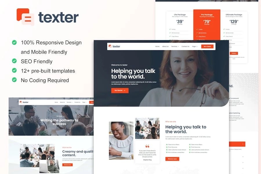 Texter - Kit Elementor para la Agencia de Servicios de Redacción de Contenido