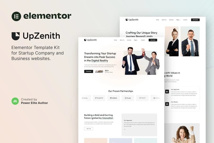 UpZenith Kit de plantillas Elementor para empresas emergentes y negocios