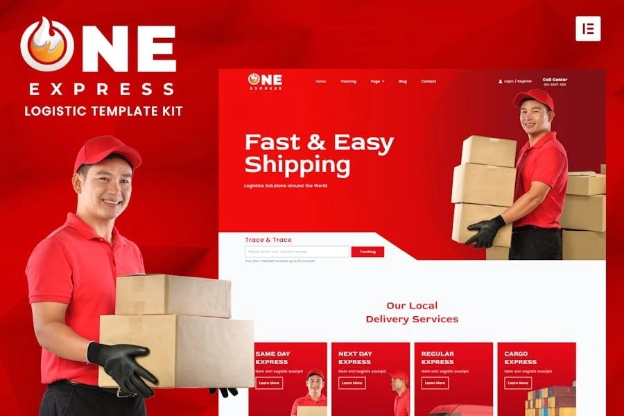One Express - Template Kit Elementor de logística y envío