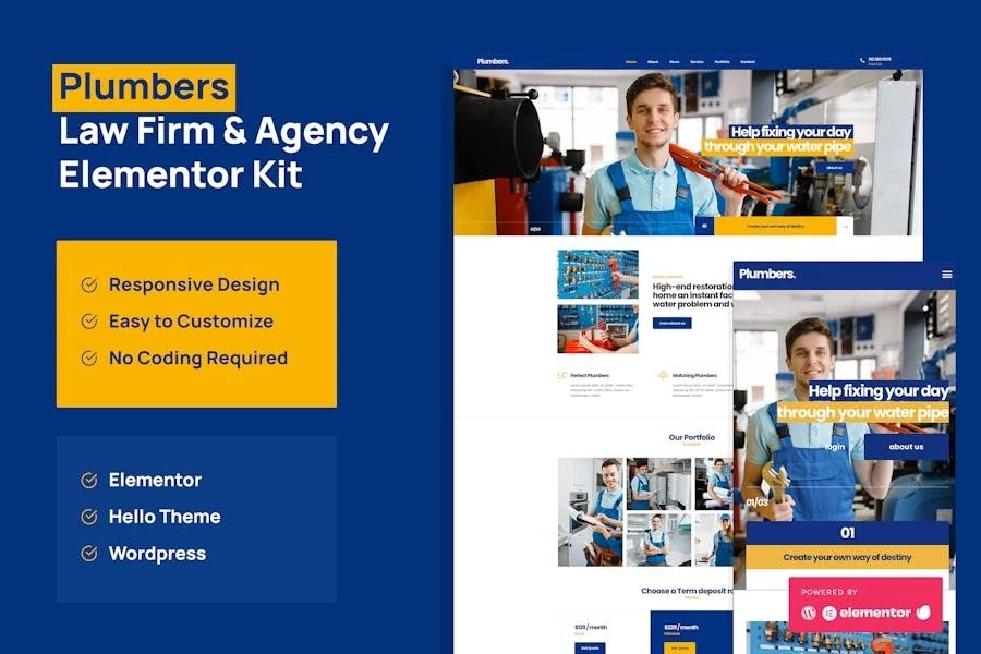 Plumber - Company Business Elementor Pro Template Kit