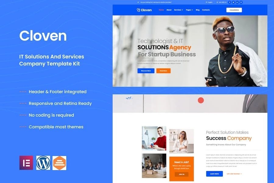Cloven - Template Kit Elementor para empresas de soluciones y servicios de TI