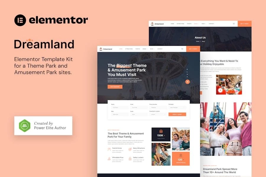 Dreamland - Template Kit de Elementor para parques Tema y de atracciones