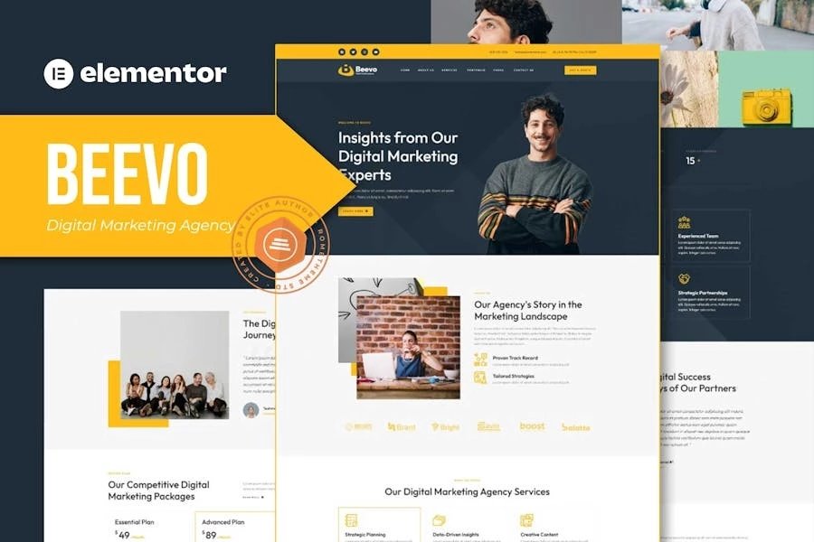Beevo - Kit de plantillas Elementor para agencias de marketing digital