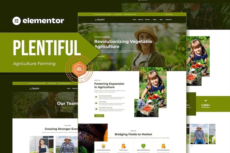 Plentiful - Kit de plantillas Elementor para agricultura y agricultura