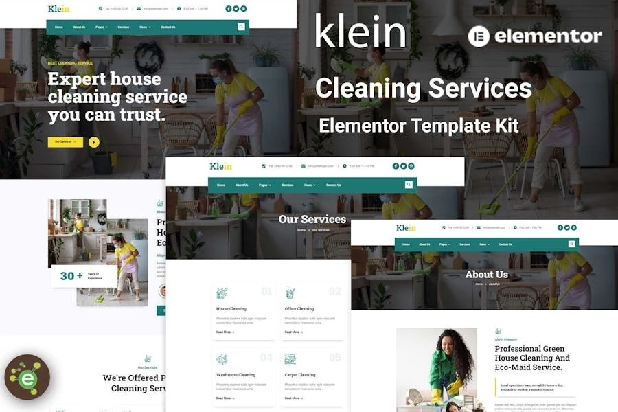 Klein - Template Kit Elementor para servicios de limpieza