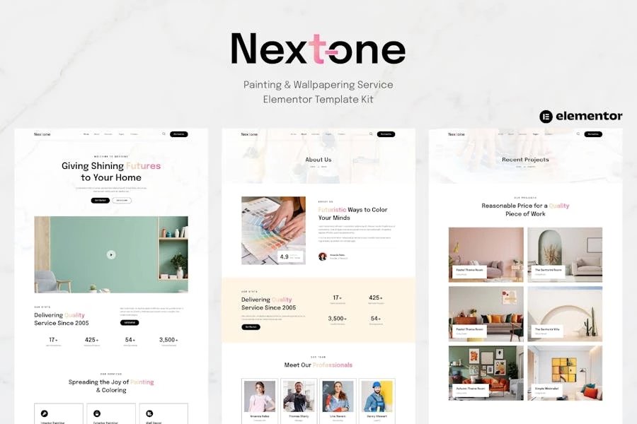 Nextone - Template Kit Elementor para servicio de pintura y empapelado