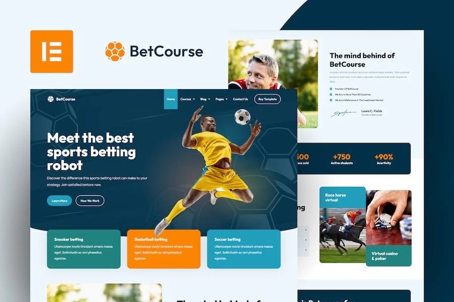 BetCourse - Kit de plantillas Elementor para cursos de apuestas deportivas y predicciones